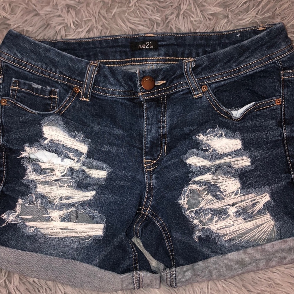 Ripped jean shorts